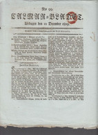 1829. SVERIGE. TIDNING - Cancel In Brown Red On Calmar- Bladet Lördagen Den 12 December 1829. Interesting ... - JF516920 - Prefilatelia