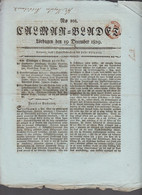 1829. SVERIGE. TIDNING - Cancel In Brown Red On Calmar- Bladet Lördagen Den 19 December 1829. Interesting ... - JF516923 - ... - 1855 Voorfilatelie