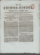 1829. SVERIGE. TIDNING - Cancel In Brown Red On Calmar- Bladet Onsdagen Den 30 December 1829. Interesting ... - JF516924 - Prefilatelia