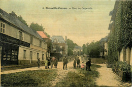 Blainville Crevon * La Rue De Capendu * épicerie Comestible * Villageois * Cpa Toilée Colorisée - Autres & Non Classés