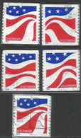 USA 2014 Flying Flag Coil Sc. # 4894/7 + Coil Number - Cpl 4+1v Set OFF-Paper In VFU Condition - Coils & Coil Singles