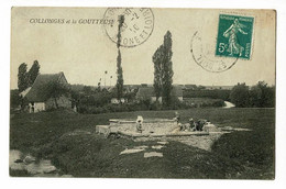 Collonges Et La Goutteuse (lavoir & Lavandières Au Travail, Le Linge Séche Sur L'herbe) Circulé 1910, Carte Recollée - Other Municipalities