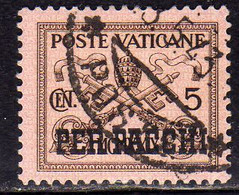 CITTÀ DEL VATICANO VATIKAN VATICAN CITY 1931 PACCHI POSTALI PARCEL POST CONCILIAZIONE SOPRASTAMPATO CENT. 5c USATO USED - Pacchi Postali