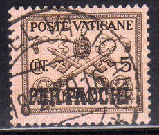 CITTÀ DEL VATICANO VATIKAN VATICAN CITY 1931 PACCHI POSTALI PARCEL POST CONCILIAZIONE SOPRASTAMPATO CENT. 5c USATO USED - Postpakketten