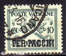 CITTÀ DEL VATICANO VATIKAN VATICAN CITY 1931 PACCHI POSTALI PARCEL POST CONCILIAZIONE SOPRASTAMPATO CENT. 10c USATO USED - Pacchi Postali