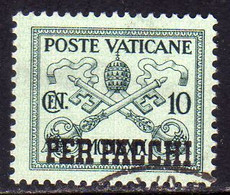 CITTÀ DEL VATICANO VATIKAN VATICAN CITY 1931 PACCHI POSTALI PARCEL POST CONCILIAZIONE SOPRASTAMPATO CENT. 10c USATO USED - Pacchi Postali