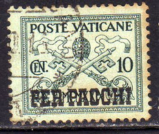 CITTÀ DEL VATICANO VATIKAN VATICAN CITY 1931 PACCHI POSTALI PARCEL POST CONCILIAZIONE SOPRASTAMPATO CENT. 10c USATO USED - Pacchi Postali