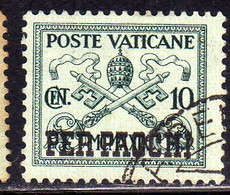 CITTÀ DEL VATICANO VATIKAN VATICAN CITY 1931 PACCHI POSTALI PARCEL POST CONCILIAZIONE SOPRASTAMPATO CENT. 10c USATO USED - Pacchi Postali