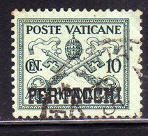 CITTÀ DEL VATICANO VATIKAN VATICAN CITY 1931 PACCHI POSTALI PARCEL POST CONCILIAZIONE SOPRASTAMPATO CENT. 10c USATO USED - Pacchi Postali