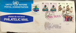 UNITED NATION 1995, CUTOUT FRONT ONLY,6 STAMPS USED SPECIAL CANCELLATION,HAND, PLANT,MOTHER & CHILD,DIFFERENT PEOPLE OF - Lettres & Documents