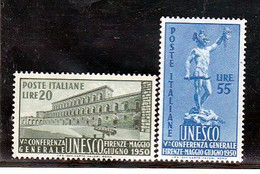 1950 Italia Italy Repubblica UNESCO Serie Di 2v. MNH** - 1946-60: Nuevos