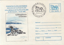 NORTH POLE, ARCTIC WILDLIFE, HOODED SEAL, COVER STATIONERY, ENTIER POSTAL, 1996, ROMANIA - Arctic Tierwelt