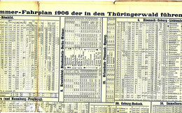 Thüringen 1906 Fahrplan Der I D Thüringerwald Fahrenden Eisenbahnen Rs.farb. Landkarte Calendrier Timetable Orario - Europa