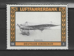 Vignette - Poster Stamp. Aviation Luftfahrerdank Série VII N° 3 Orange - Erinnofilia