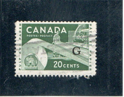 CANADA    1957  Service  Y.T. N° 44  Oblitéré  Surchargé G - Sobrecargados