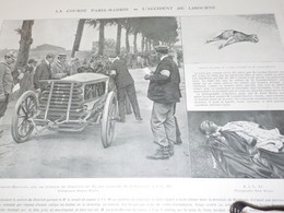 GRAVURE PHOTO ACCIDENT COURSE PARIS MADRID  1903 - Sonstige & Ohne Zuordnung