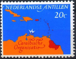 Dutch Antilles 1964 Caribean Counsel 1 Value MNH 2202.1405 Nederlandse Antillen Map - Geografía