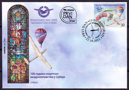 Serbia Србија 2021: "Aero-Club" Parachute - Ballooning - Ultra-light Plane FDC Mit ET-o BEOGRAD 22.10.2021 - Fallschirmspringen