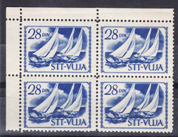 Italy Yugoslavia Trieste Zone B, Sport 1952 Mi#63, Sassone#49 Mint Never Hinged Piece Of 4 - Neufs