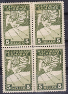Austra Occupation Of Bosnia 1916 Mi#118 Mint Hinged Piece Of 4 - Unused Stamps