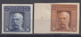 Austria Occupation Of Bosnia 1906 Pictorials Mi#44 U, Imperforated Normal And Brown Color Proof, MNG - Unused Stamps