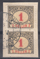 Austria Occupation Of Bosnia Porto 1904 Mi#1 Perforation 9 1/2 Pair Used On Piece - Ongebruikt