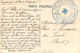 Grand Cachet Bleu Hôpital Temporaire De Chabrillan à St Vallier Sur Carte Usine De La Férandinière 1915 - Guerre De 1914-18