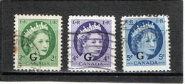 CANADA    1955-56  Service  Y.T. N° 39  40  41  Oblitéré   Surchargé G - Aufdrucksausgaben