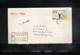 Barbuda 1980  Interesting Airmail Registered Letter - Barbuda (...-1981)