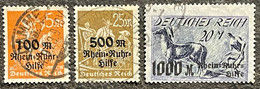 1923 - Deutsches Reich - Série Complète Des 3 Timbres Oblitérés MI N° 258 Au 260 Avec Surcharge - Oblitérés