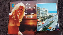 CPSM PIN UP SEINS NUS FEMME SEXY  COTE CATALANE ON BRONZE A CANET PLAGE PO 66 ED DINO 1978 - Pin-Ups