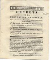 REVOLUTION 1793 3 DECRETS /PENSIONS DES VEUVES MILITAIRES/ TRAITEMENT DE RETRAITE /SOU DE HAUTE PAYE B.E. - Decreti & Leggi