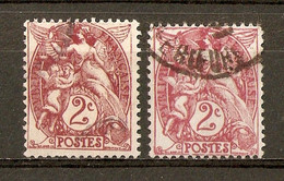 1900-24 - Type Blanc Nuances 2c.brun-lilas Et Rose Carminé (type II) N°108 - Gebruikt