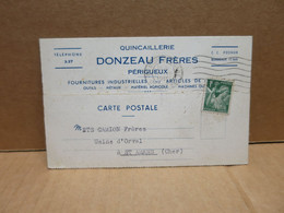 PERIGUEUX (24) Carte Commerciale Publicitaire Quincaillerie Donzeau Frères 1940 - Périgueux