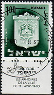 1974 Town Emblems: Tel-Aviv Phosphor Variety 2P Long Bale 323-IV / Mi 338y Used / Oblitéré / Gestempelt - Geschnittene, Druckproben Und Abarten