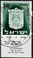 1974 Town Emblems: Tel-Aviv Phosphor Variety 2P Long Bale 323-IV / Mi 338y Used / Oblitéré / Gestempelt - Non Dentellati, Prove E Varietà