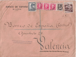 Asturias Y León 1937, Ed 1 En Carta Certificada De Gijón A Valencia - Asturië & Leon