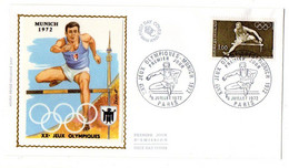 1972-- FDC Soie  -- Jeux Olympiques  De Munich -- --cachet  PARIS  - 75...............à Saisir - 1970-1979