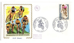 1972-- FDC Soie  --Championnats Du Monde Cyclistes    -- --cachet  GAP  - 05...............à Saisir - 1970-1979