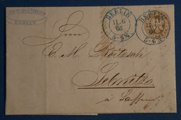 C  PRUSSEN ALLEMAGNE BELLE LETTRE  1866 BERLIN  POUR Sebnitz+ +CACHET BLEU ++ + AFFRANCH. PLAISANT - Lettres & Documents