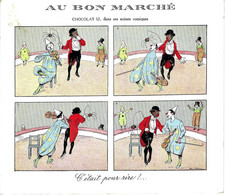 SUPERBE CHROMO GRAND MODELE AU BON MARCHE CLOWN CHOCOLAT COLONIALISME V.SCANS+HISTORIQUE - Publicités