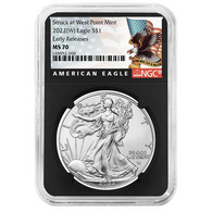 United States New 2022 (W) $1 American Silver Eagle NGC MS70 ER Black Label Retro Core  (**) - Other - America