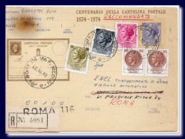 1975 Italy Italie Italia Intero Raccomandata 100* Ann. CP £55 Vg Roma X Citta' Rgt. Ps Entier Recommandee - Interi Postali