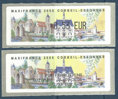 Vignette De Distributeur LISA - ATM - MaxiFrance 2005 - Corbeil Essonnes - Avec Reçu En Allemand - 1999-2009 Geïllustreerde Frankeervignetten