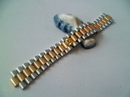 Vintage 2 Tones Gold / Stainless Steel Watch Band Bracelet Lug 9mm 20mm (#68) - Montres Gousset