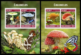 MOZAMBIQUE 2021 - Mushrooms, Butterflies, 2 S/S. Official Issue [MOZ210304a1-2] - Vlinders