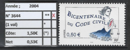 ANNEE 2004 SPLENDIDE TIMBRES DE LUXE FRANCE N° 3644 NEUF (**) SANS TRACE DE CHARNIERE CÖTE: 1.50 € Y&T A SAISIR!!!!!! - Unused Stamps