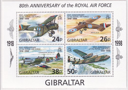 Gibraltar: 1998   80th Anniv Of R.A.F.   M/S   MNH - Gibraltar
