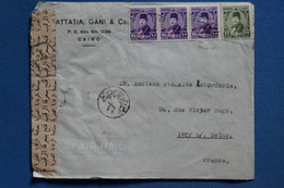 AR1 EGYPTE  BELLE LETTRE CENSUREE RARE  1944 LE CAIRE POUR IVRY S SEINE +A VOIR + SAGE 25C  +  ++AFFRANCH.PLAISANT - Storia Postale