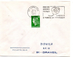 ALLIER - Dépt N° 03 = LAPALISSE 1971 = FLAMME à DROITE = SECAP ' PENSEZ à INDIQUER NUMERO DEPARTEMENT ' - Codice Postale